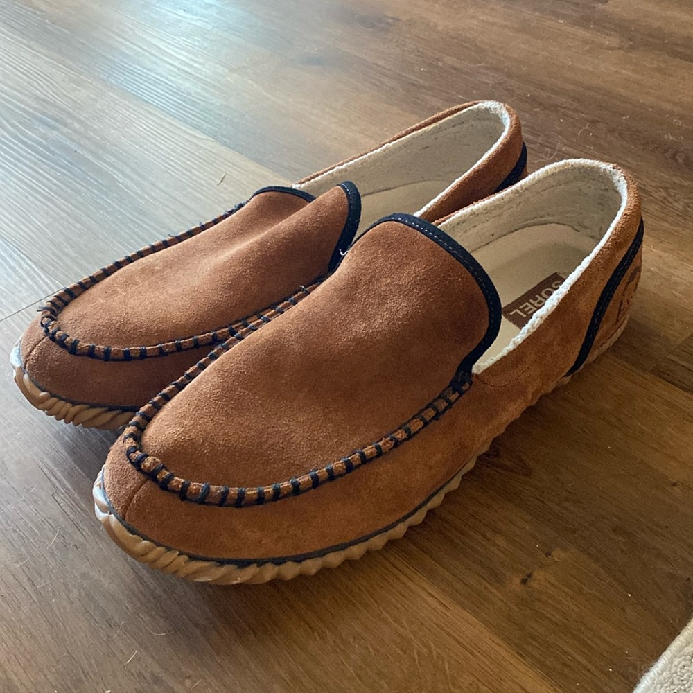 Sorel Men’s Dude Moc Suede/Faux Fur Slippers - Size 13